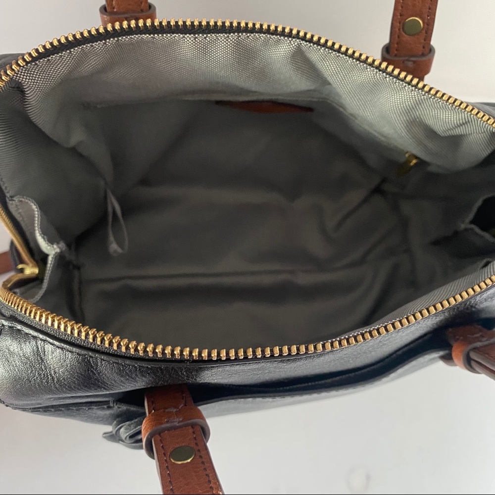 Fossil Black and Brown Leather Crossbody Satchel - Picture 9 of 15